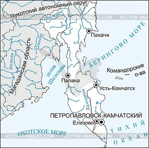 Карта Камчатского края - векторный клипарт