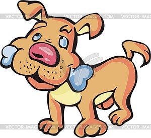 Puppy with a bone - vector clipart