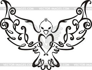 Symmetrical bird vignette - vector clipart