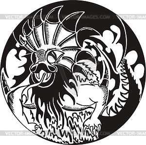 Round dragon decoration - vector clipart