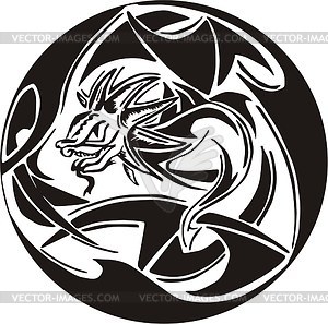 Round dragon decoration - vector clip art