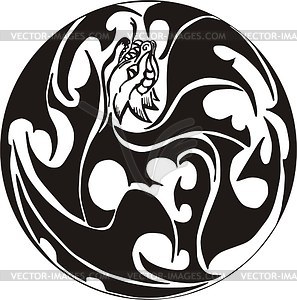 Round dragon decoration - vector image