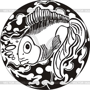 Round fish decoration - vector clipart