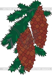 Branch with pine cones - vector clipart