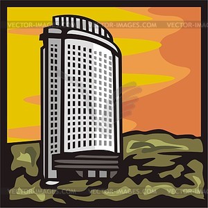 Almaty. Hotel Kazakhstan. - vector clipart