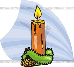 Christmas candle and melting wax - vector clipart