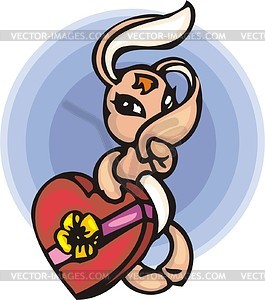 Rabbit-girl with gift - vector clipart