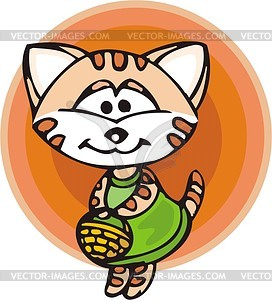 Cat with basket - vector clipart