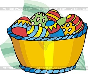 Basket with Easter eggs - vector clipart