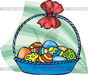 Easter basket with eggs - vector clipart