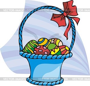 Easter basket with eggs - vector clip art