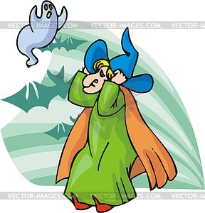 Witch and ghost - vector clipart