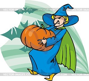 Witch with pumpkin - vector clipart