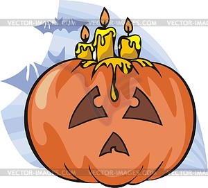 Pumpkin and candles - vector clipart