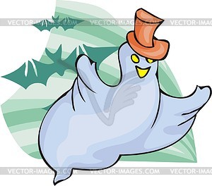 Ghost with hat on - vector clipart