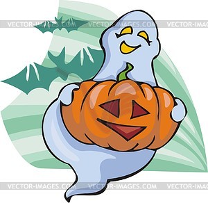 Ghost with pumpkin - vector clipart