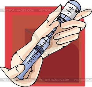 Syringe and ampoule - vector image