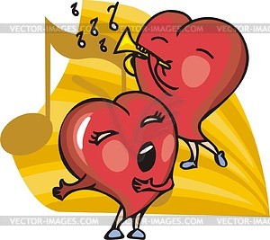 Dancing hearts - vector clipart
