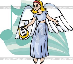 Angel with harp - vector clipart / vector image