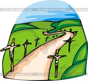 Crucifixion road - vector clipart