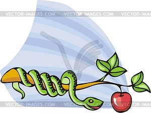 Snake and apple - color vector clipart