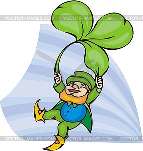 Leprechaun with shamrock - vector clipart