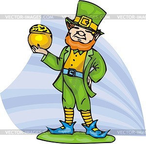 Leprechaun with a little gold pot - vector clipart