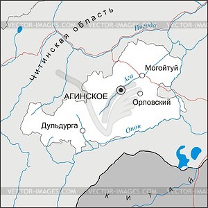 Aginskoe AO map - vector clipart