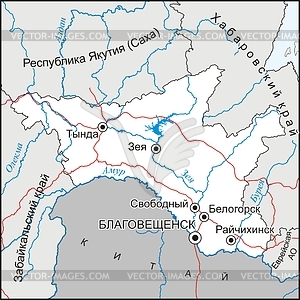 Amur oblast map - vector clipart