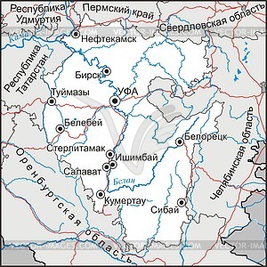 Bashkortostan map - vector clipart