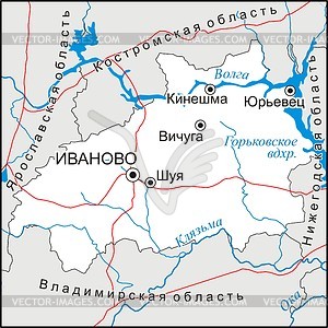 Карта Ивановской области - векторный клипарт