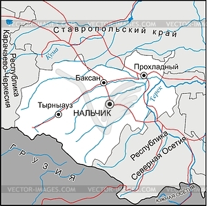 Карта Кабардино-Балкарии - векторный клипарт