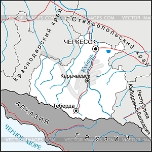 Karachay-Cherkessia map - vector clipart