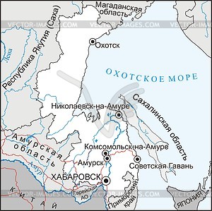 Khabarovsk krai map - vector clipart