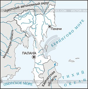 Карта Корякского автономного округа - векторный клипарт