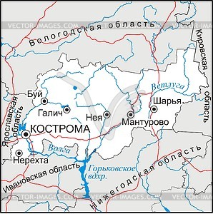 Kostroma oblast map - vector clipart