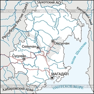 Карта Магаданской области - векторный клипарт