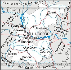 Nizhny Novgorod oblast map - vector clipart