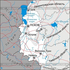 Pskov oblast map - vector clipart