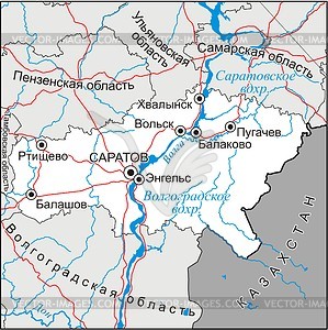 Saratov oblast map - vector clipart