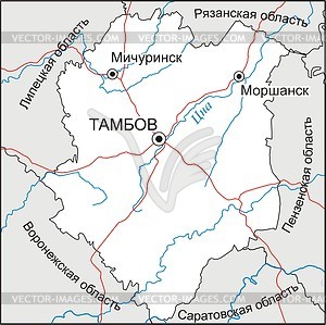 Карта Тамбовской области - векторный клипарт