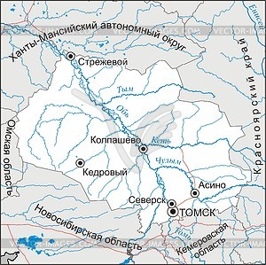 Tomsk oblast map - vector image