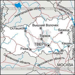 Tver oblast map - vector clipart