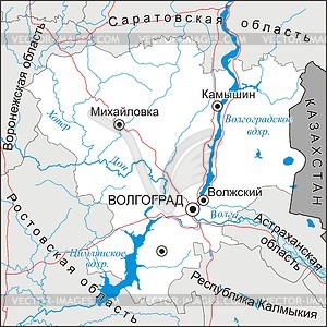 Карта Волгоградской области - векторный клипарт