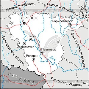 Карта Воронежской области - векторный клипарт