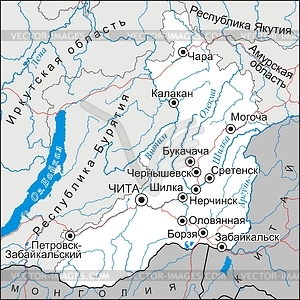 Карта Забайкальского края - векторный клипарт