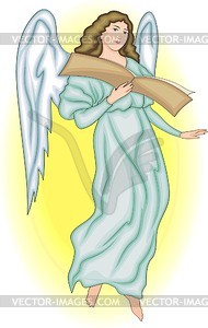 Angel reading a book - vector clipart