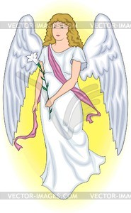 Angel with white flower - vector clipart