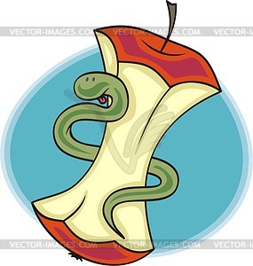 Worm-eaten apple - vector clipart