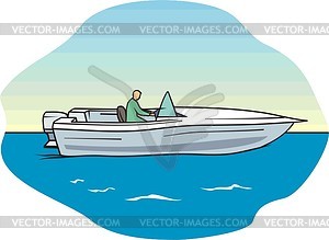 Моторная лодка - рисунок в векторном формате